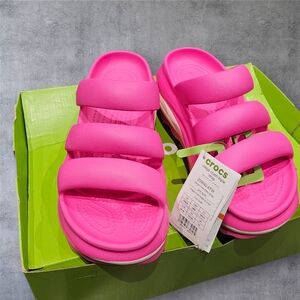 CROCS Bold Pink Triple Strap Sandals